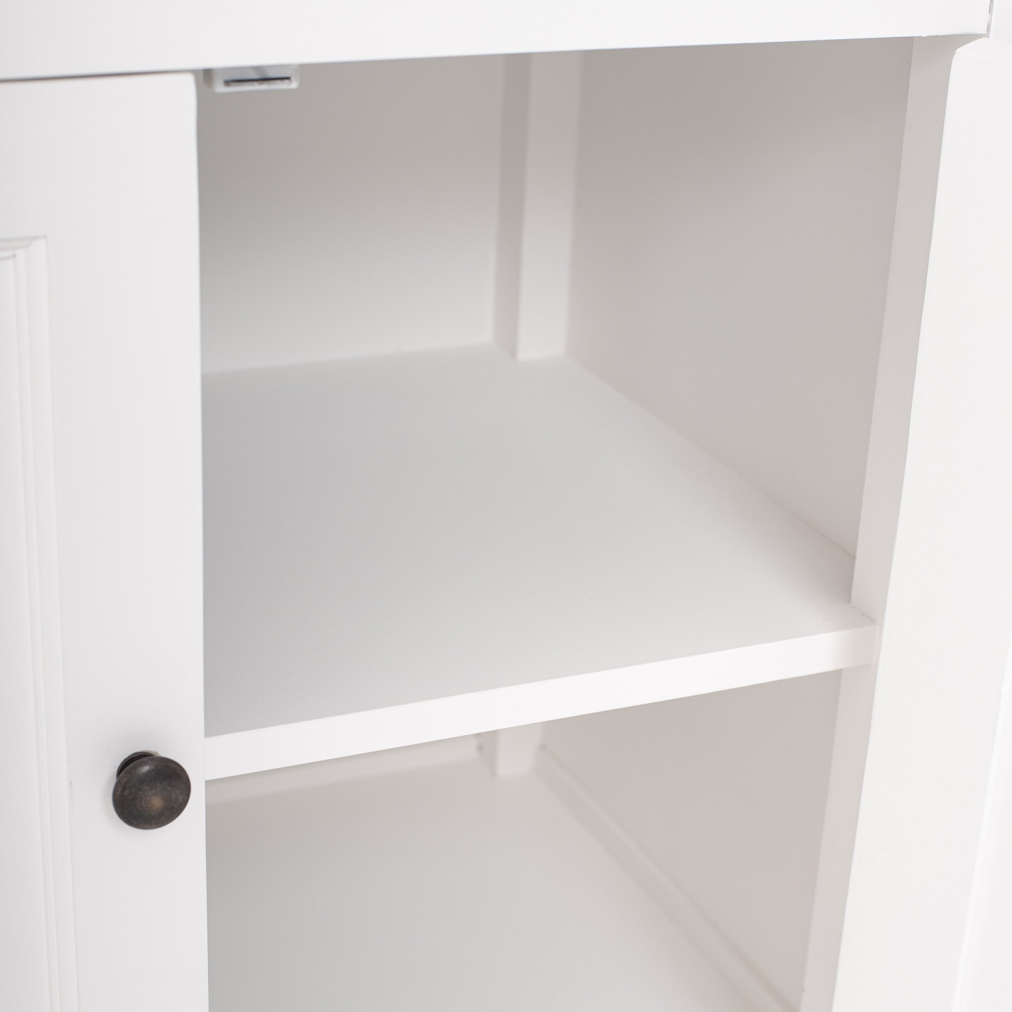 Halifax Coastal White Glass-Display Hutch Cabinet