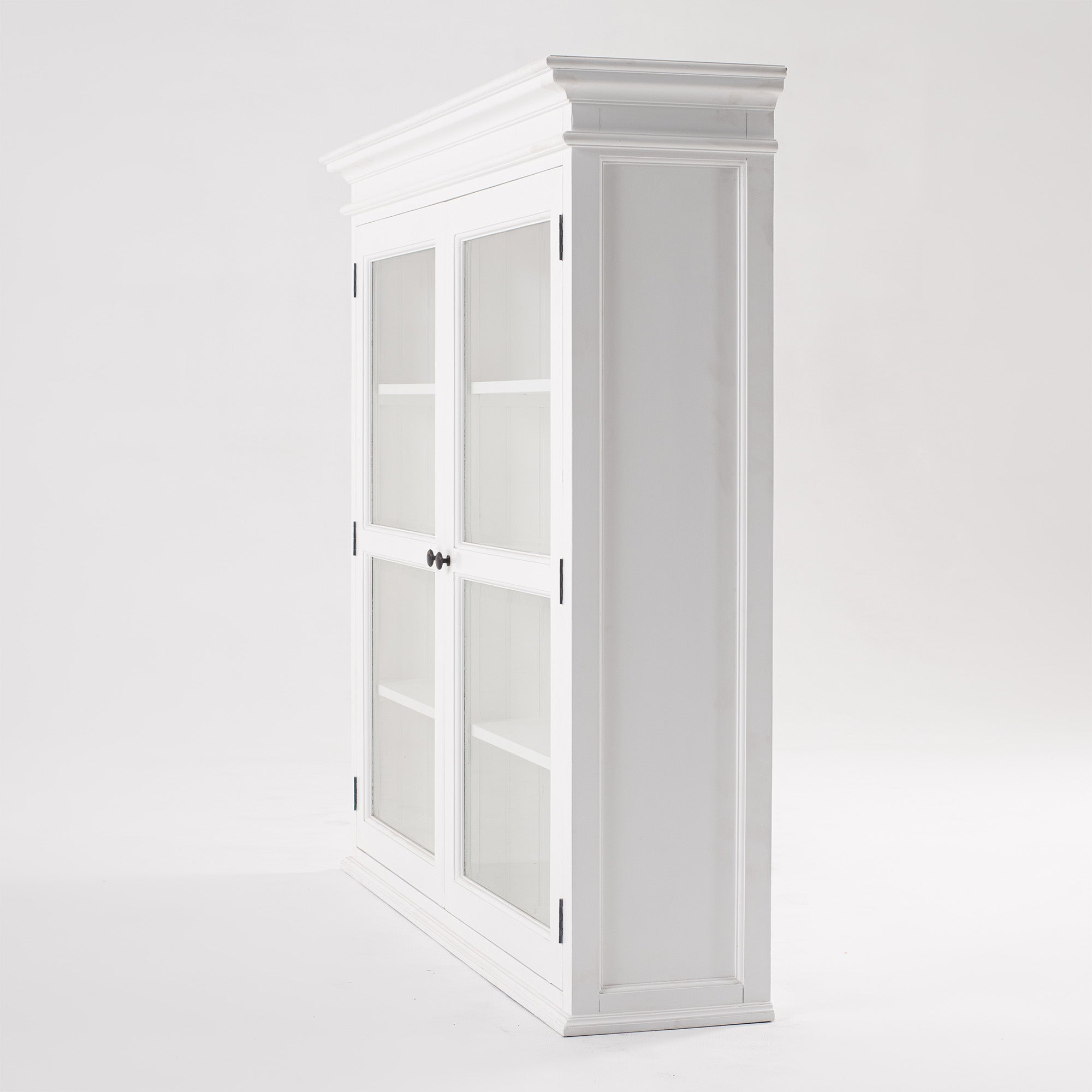 Halifax Coastal White Glass-Display Hutch Cabinet