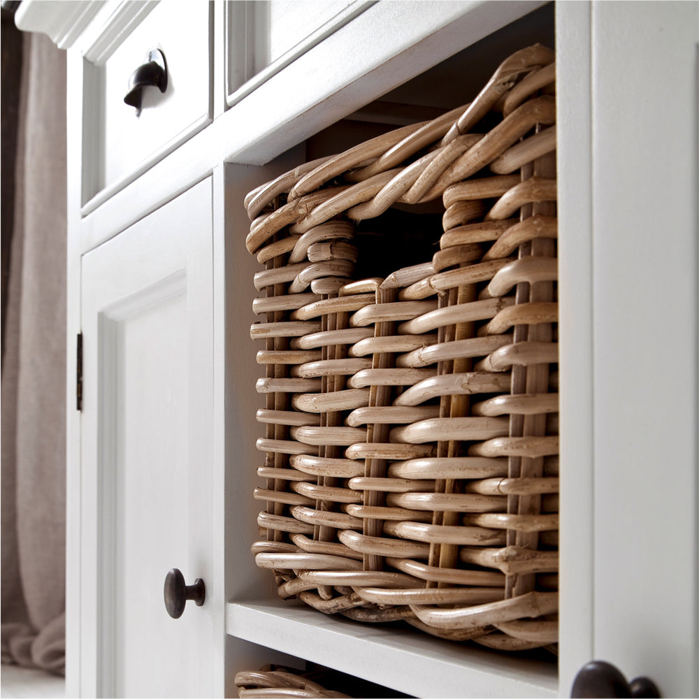 Halifax Contrast Farmhouse White & Black Buffet with 2 Baskets