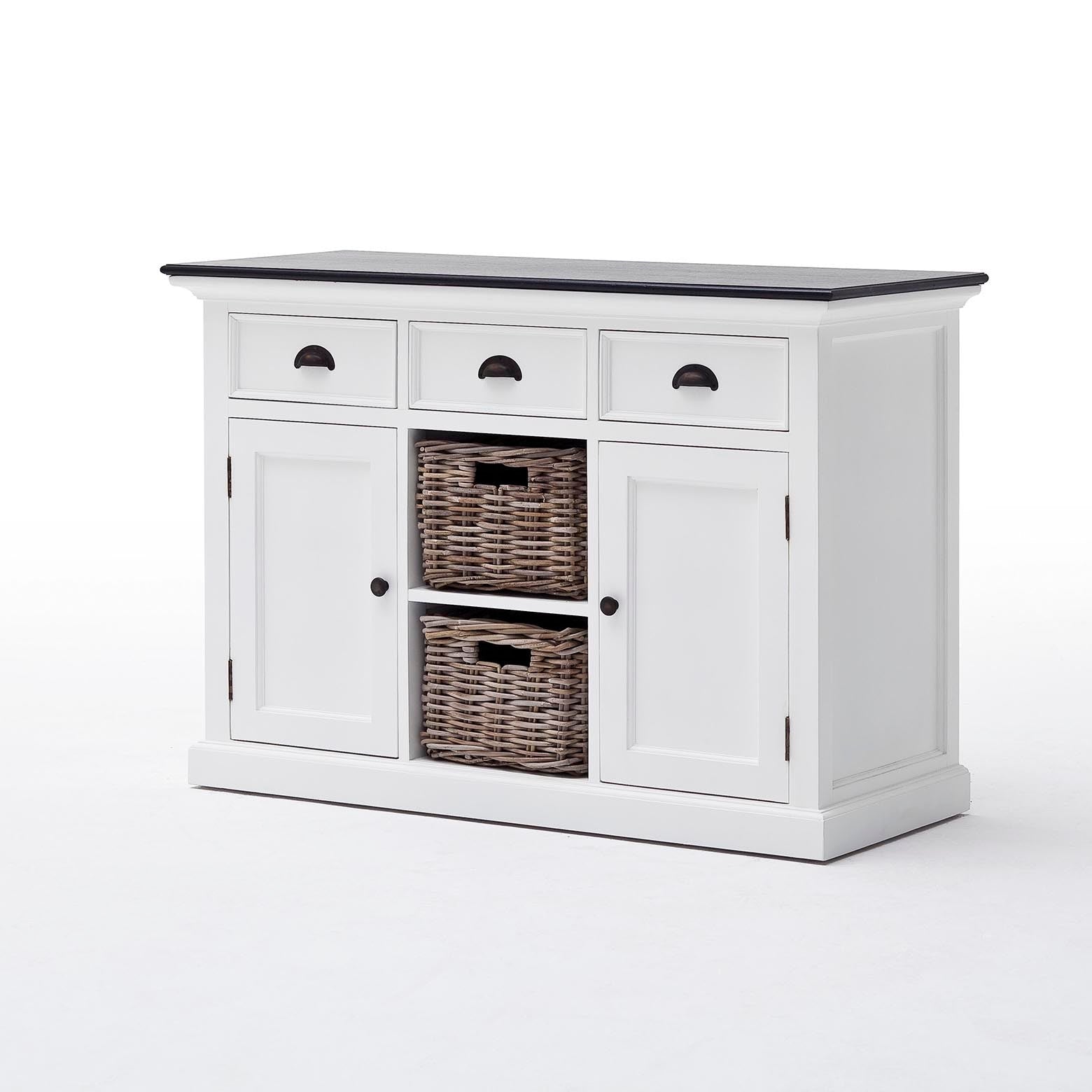 Halifax Contrast Farmhouse White & Black Buffet with 2 Baskets