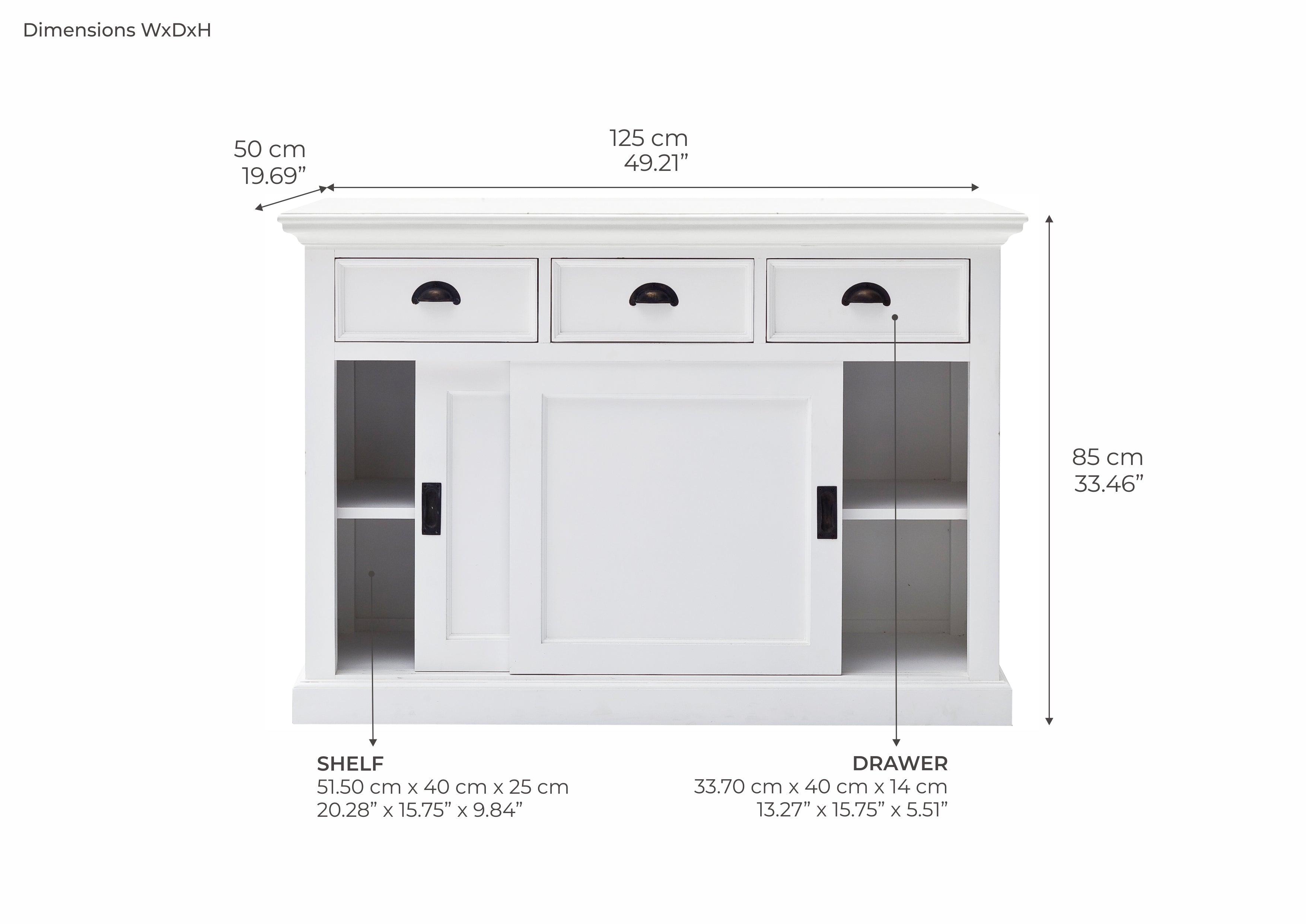 Halifax Coastal White Sideboard with Sliding Doors