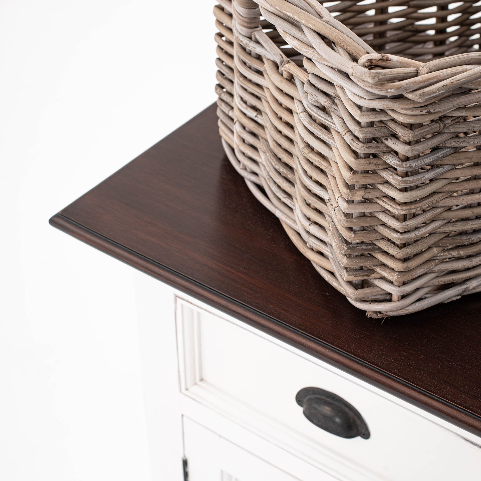 Halifax Accent Coastal White & Brown Buffet with 4 Baskets