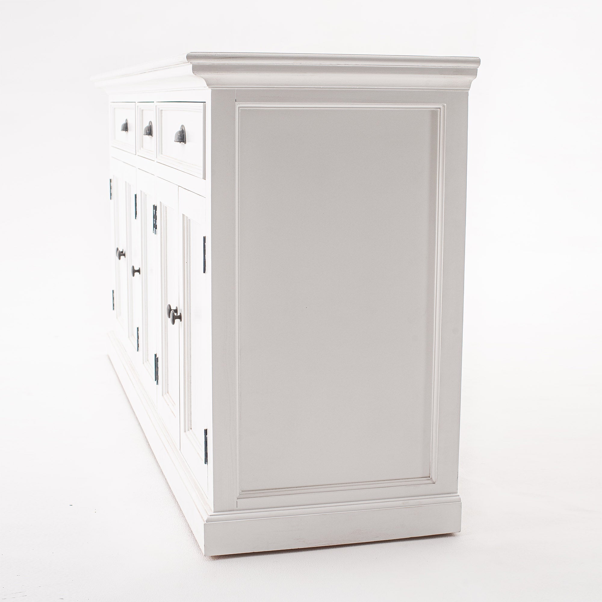 Halifax Coastal White Kitchen Hutch Cabinet with 5 Doors 3 Drawers