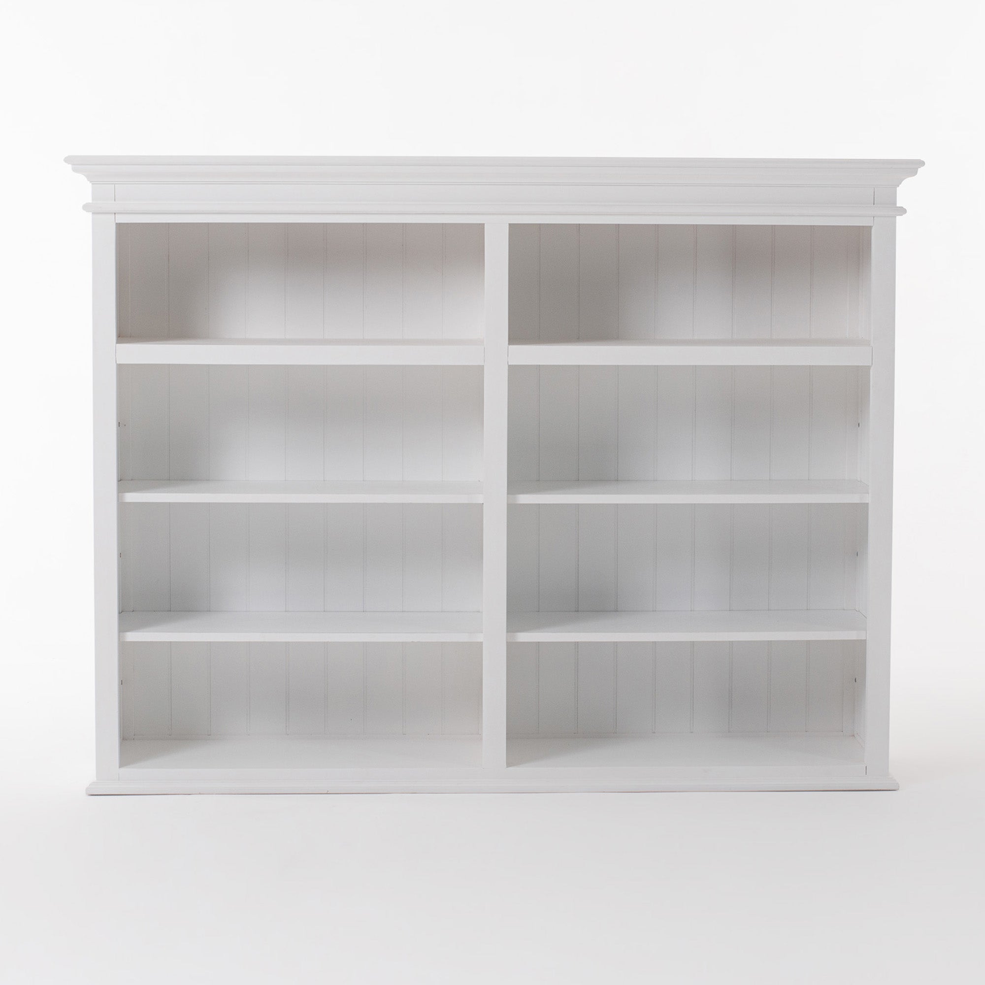 Halifax Coastal White Hutch Bookcase with 5 Doors 3 Drawers