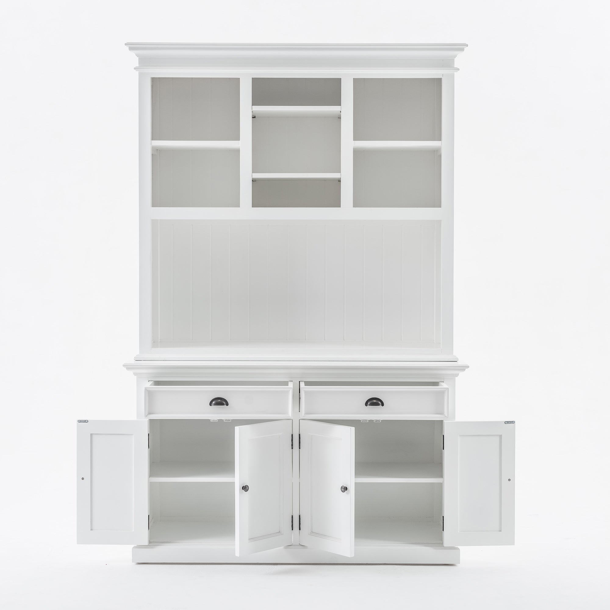 Halifax Coastal White Buffet Hutch Unit with 2 Adjustable Shelves