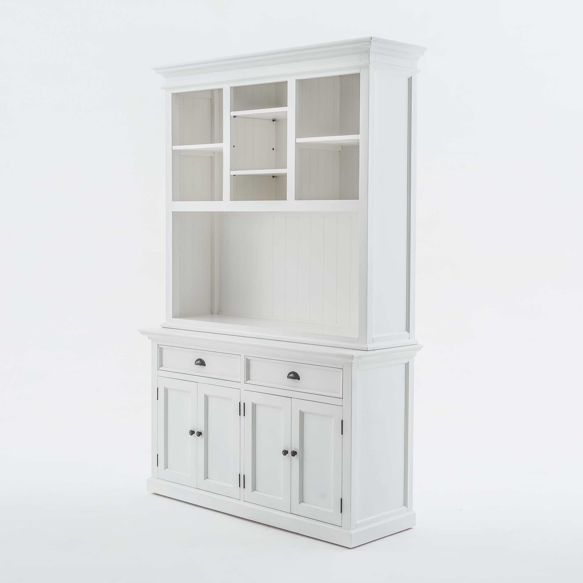 Halifax Coastal White Buffet Hutch Unit with 2 Adjustable Shelves