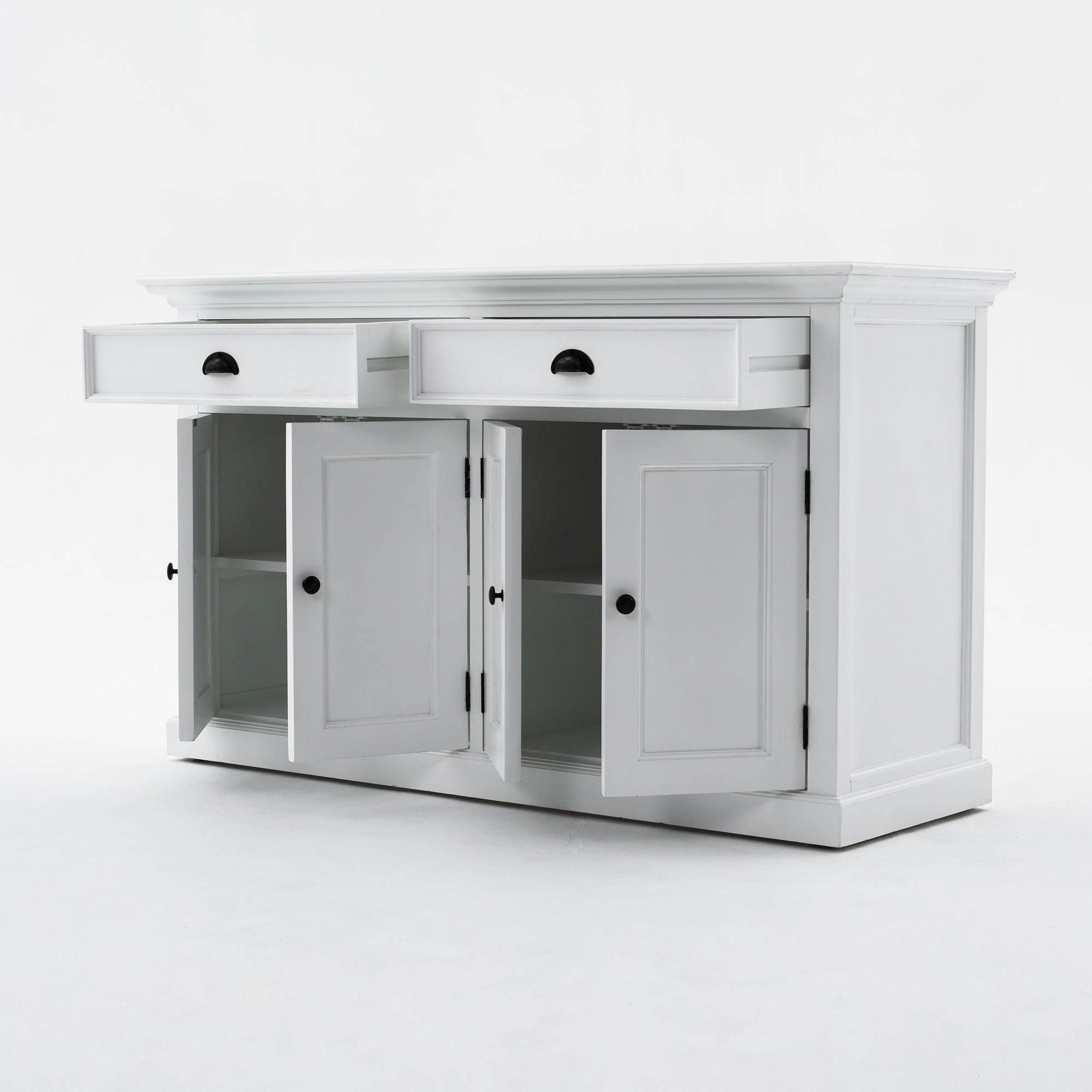 Halifax Coastal White Buffet Hutch Unit with 2 Adjustable Shelves