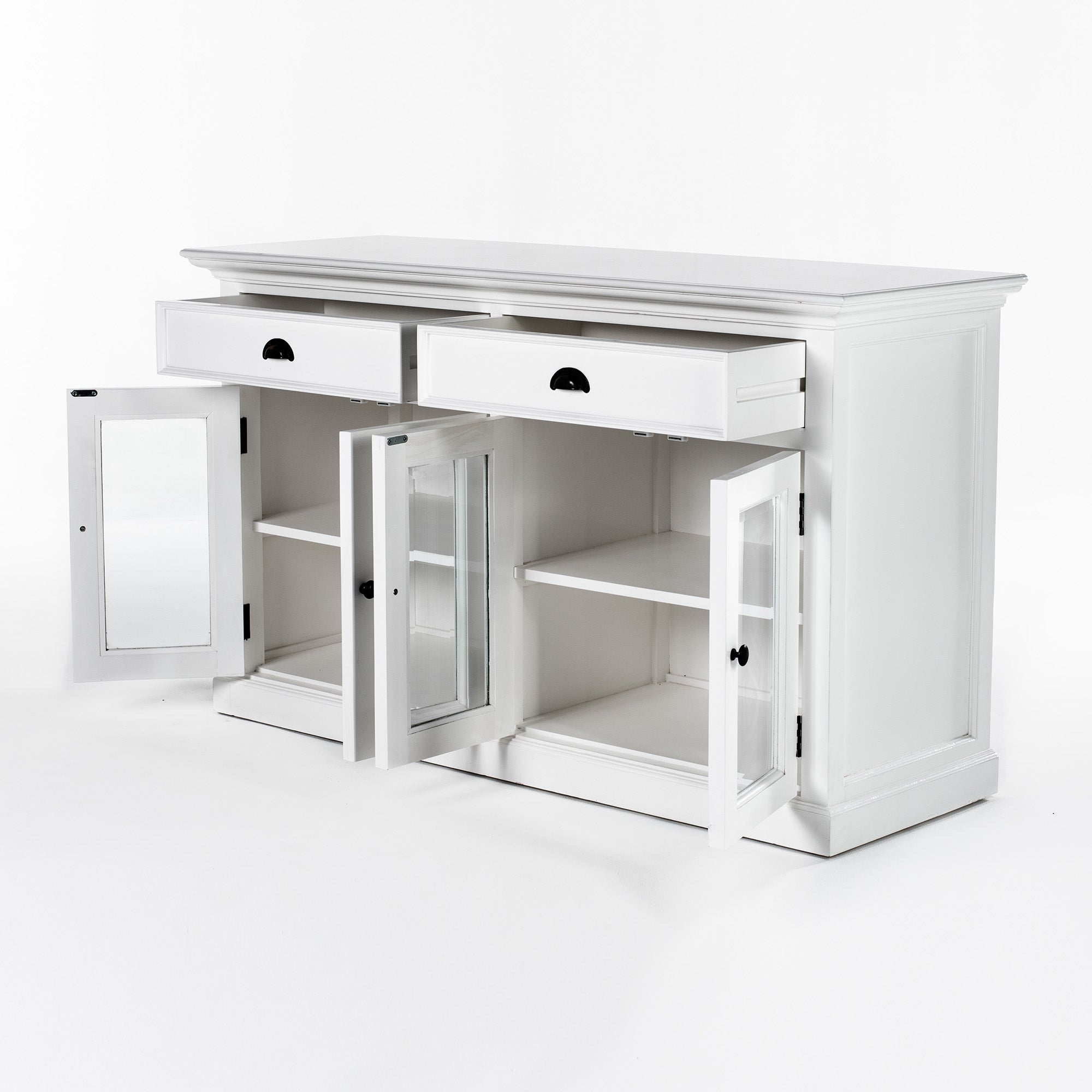 Halifax Coastal White Classic Buffet with Glass Doors 