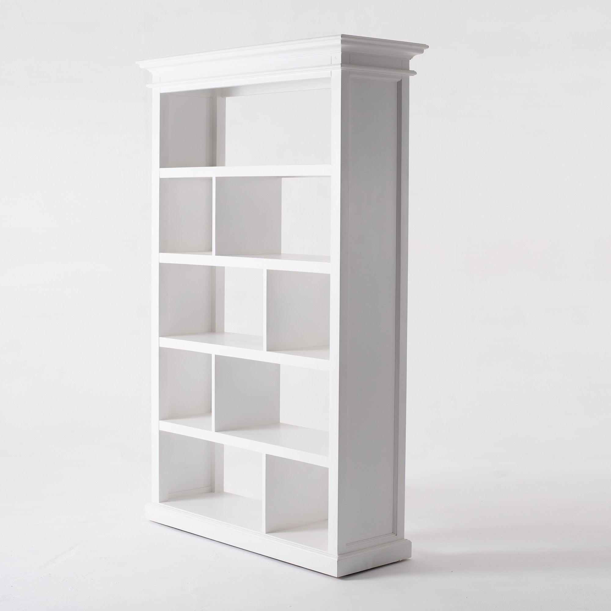 Halifax Coastal White Bookcase with Basket Set