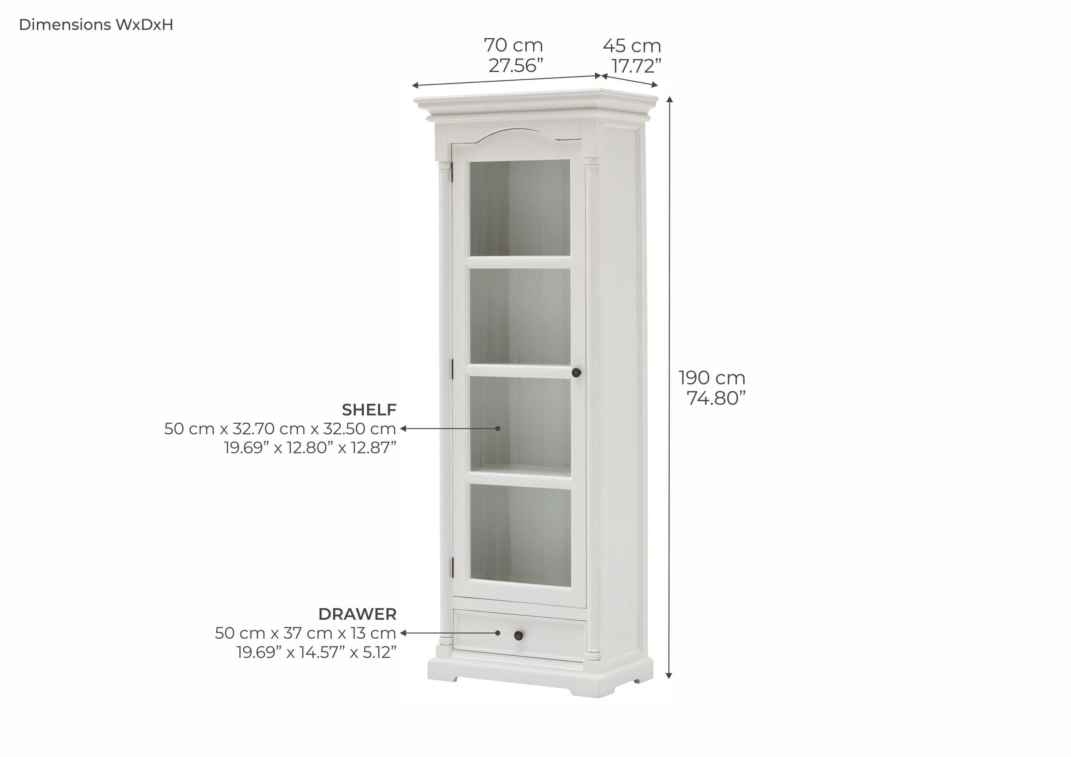 Provence French Country White Glass Cabinet