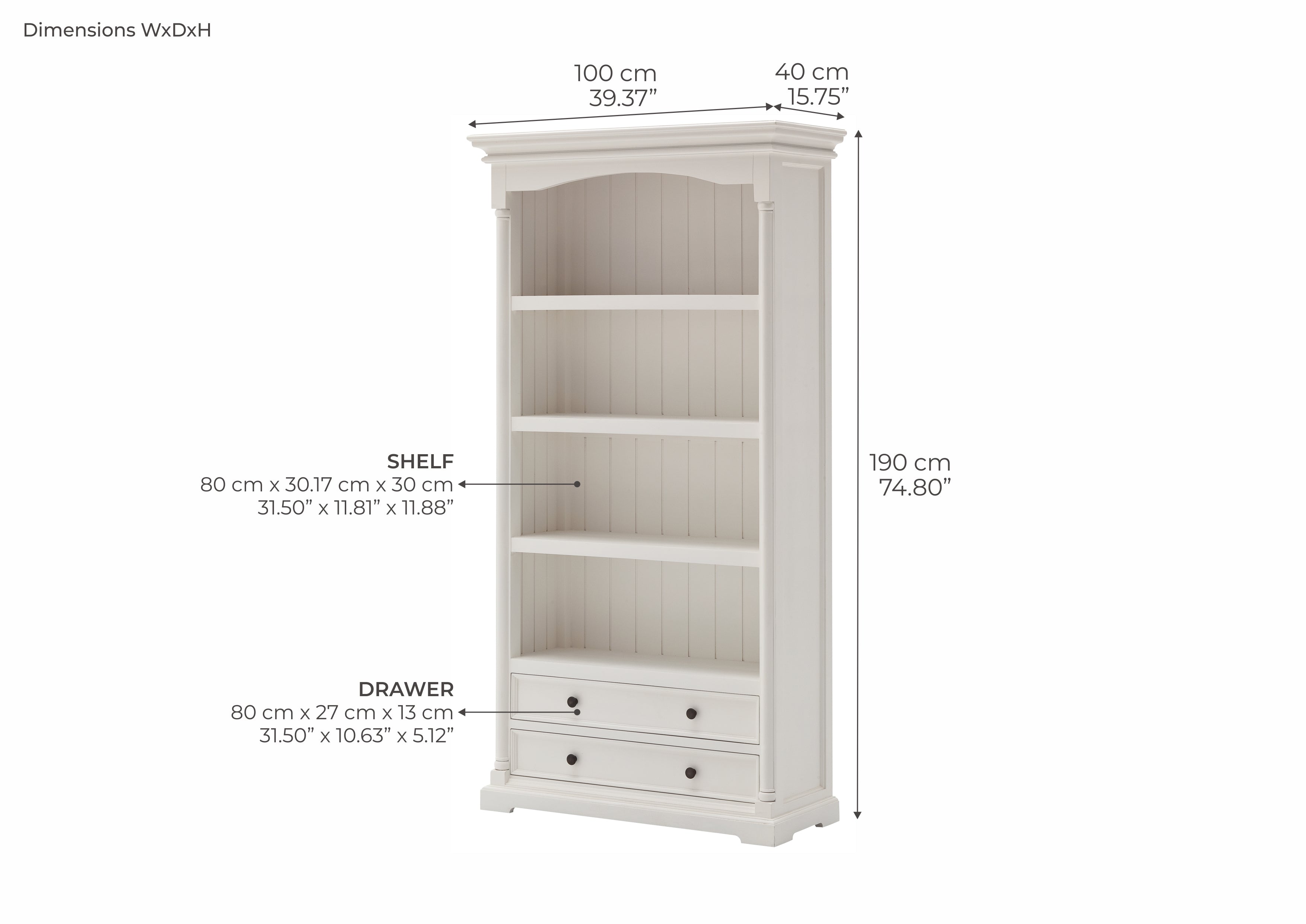 Provence French Country White Bookcase