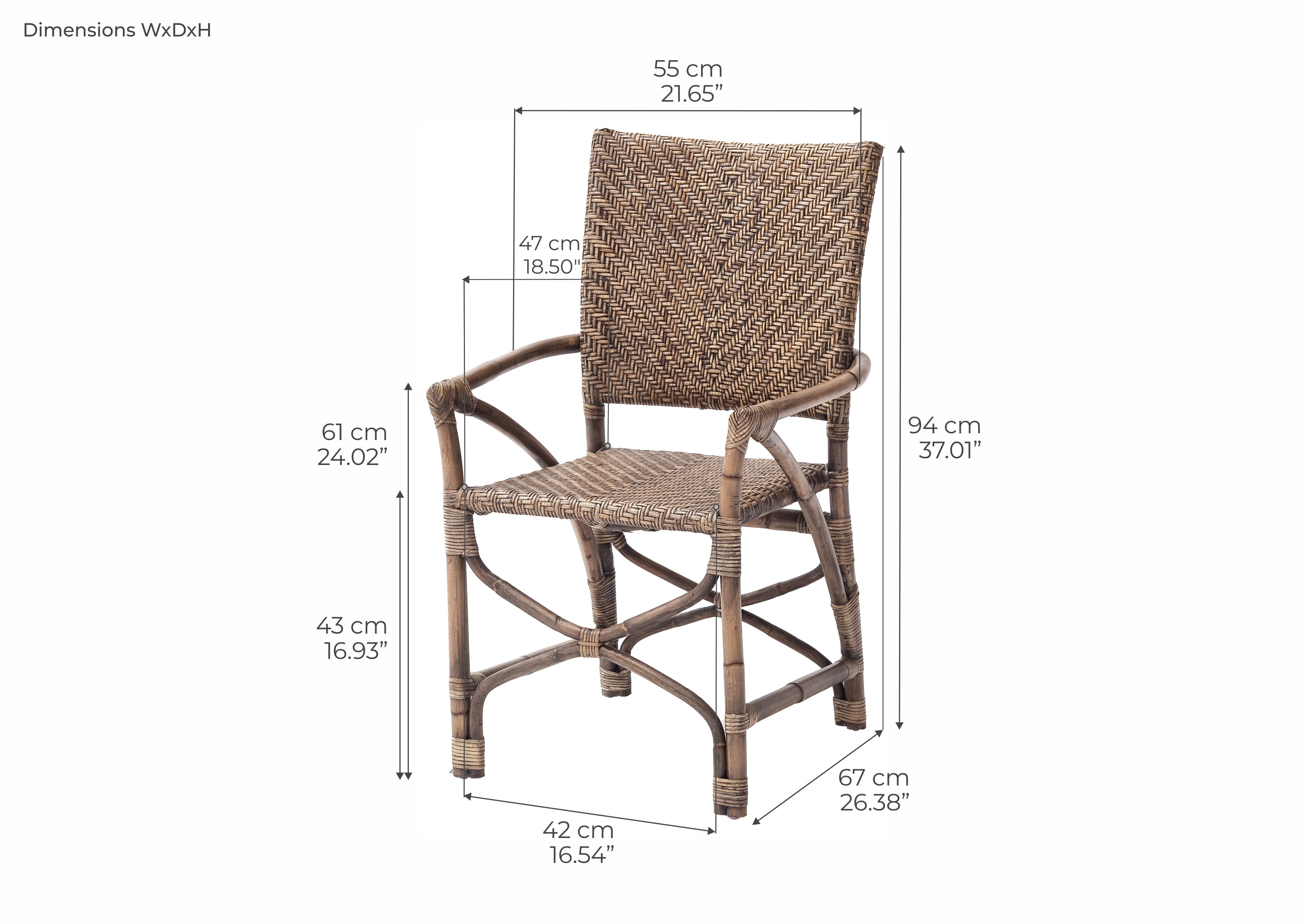 Wickerworks Rustic Handwoven Rattan Countess Chair (Set of 2)