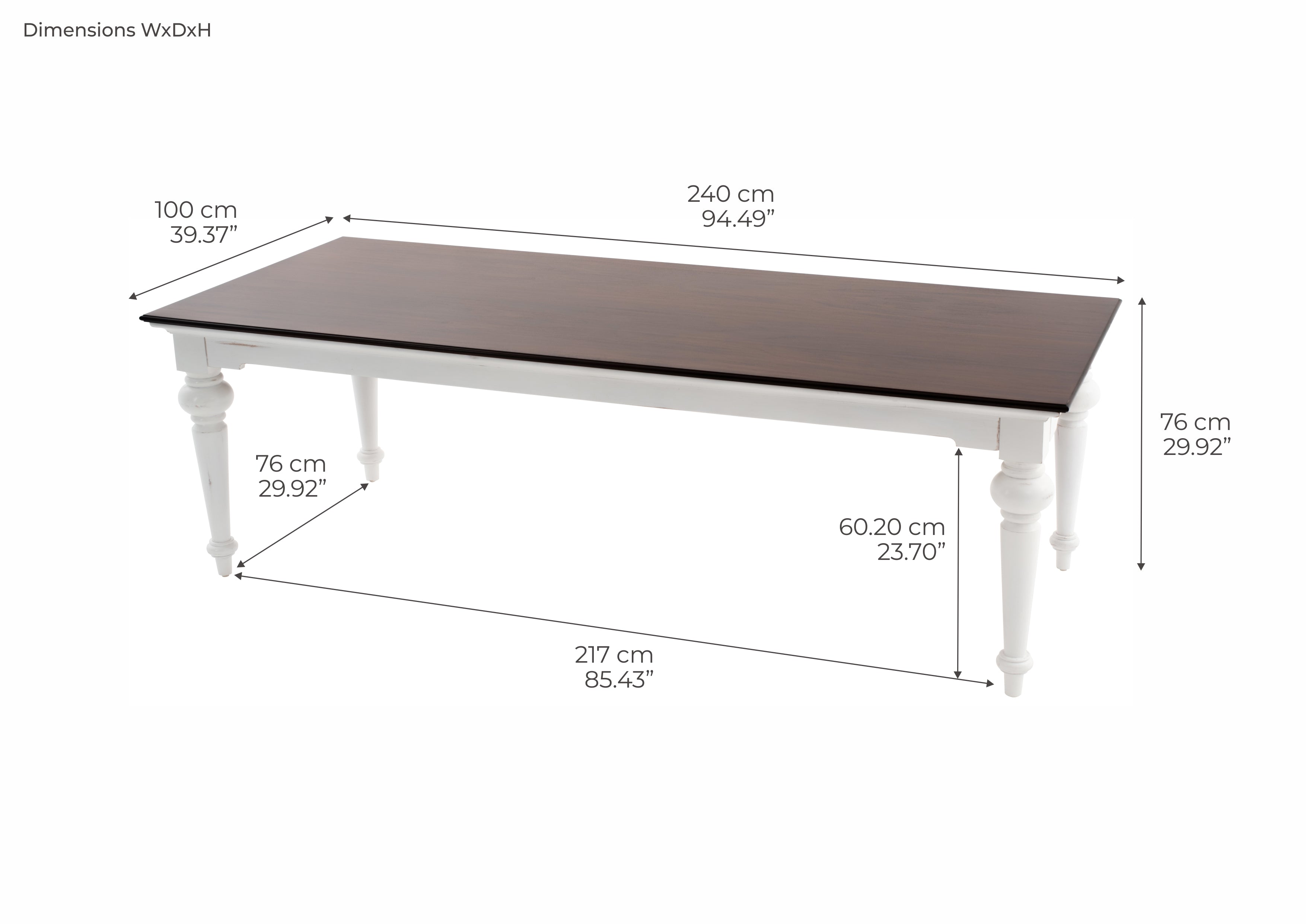 Provence Accent French Country White & Brown Dining Table 240