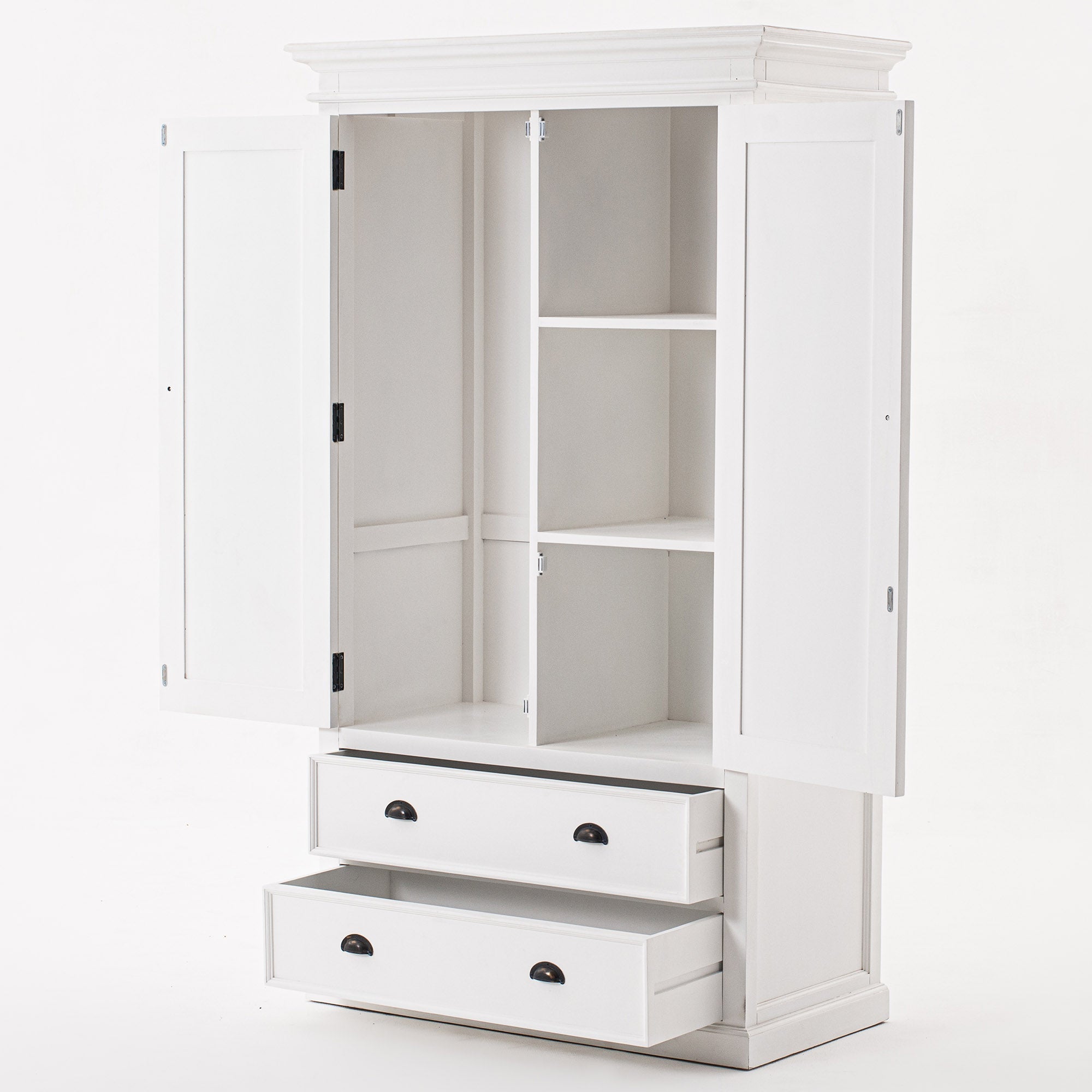 Halifax Coastal White Wardrobe with 2 Doors 2 Drawers