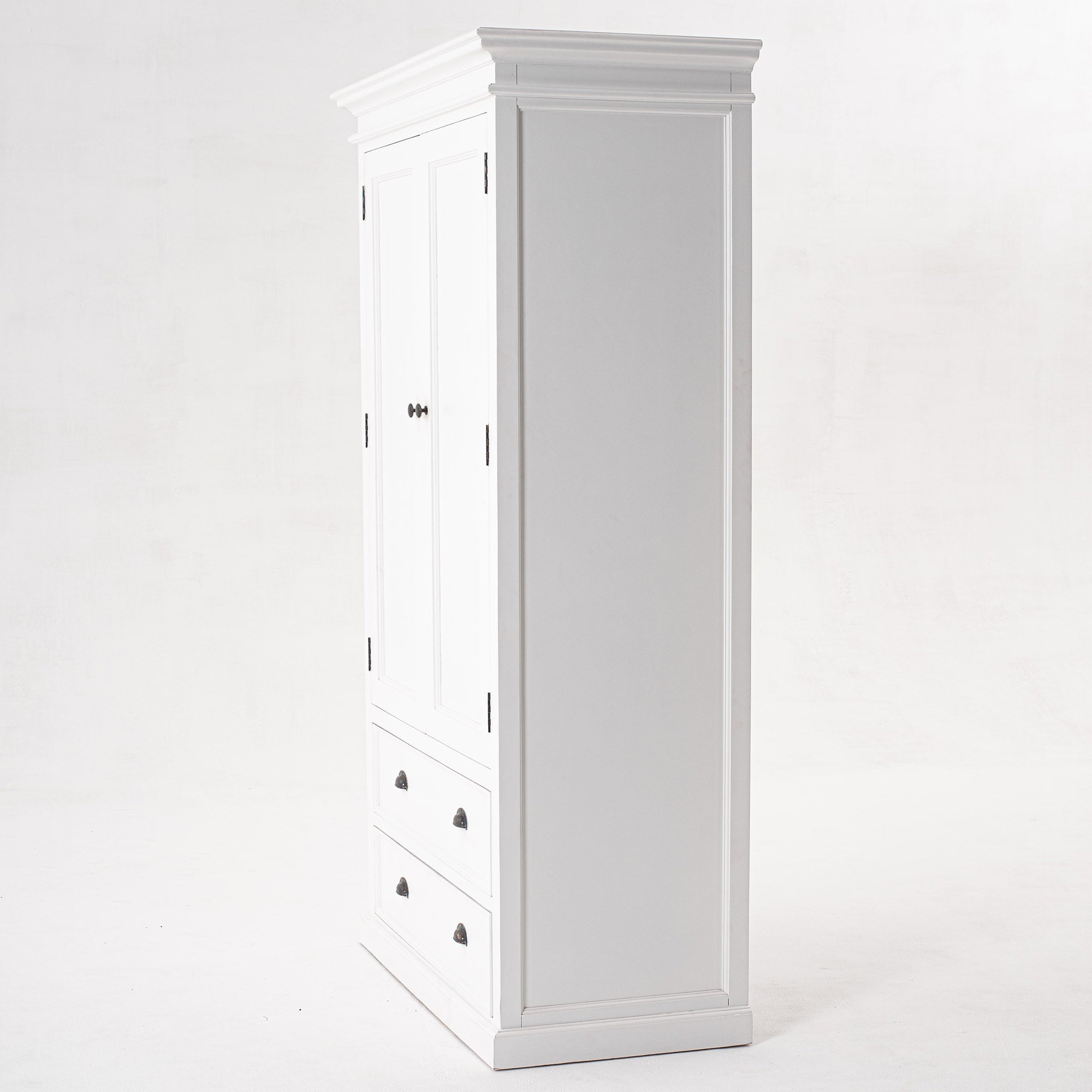 Halifax Coastal White Wardrobe with 2 Doors 2 Drawers